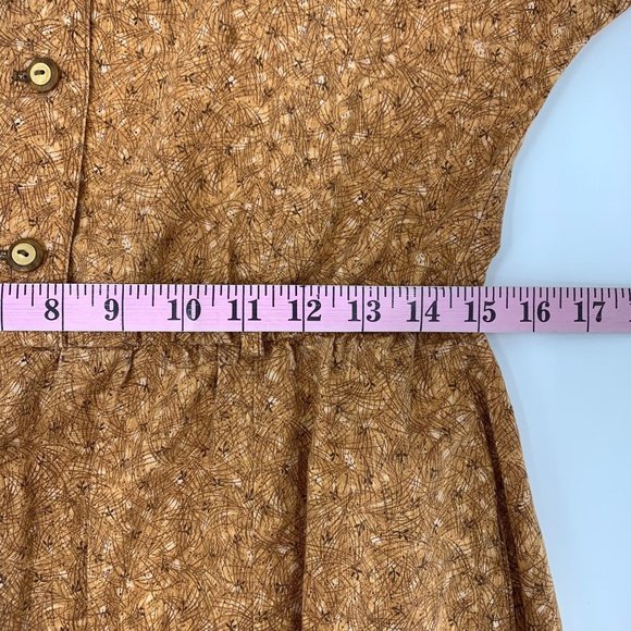 Vintage Collared Work Day Dress Size L Large Brown - Picture 5 of 6
